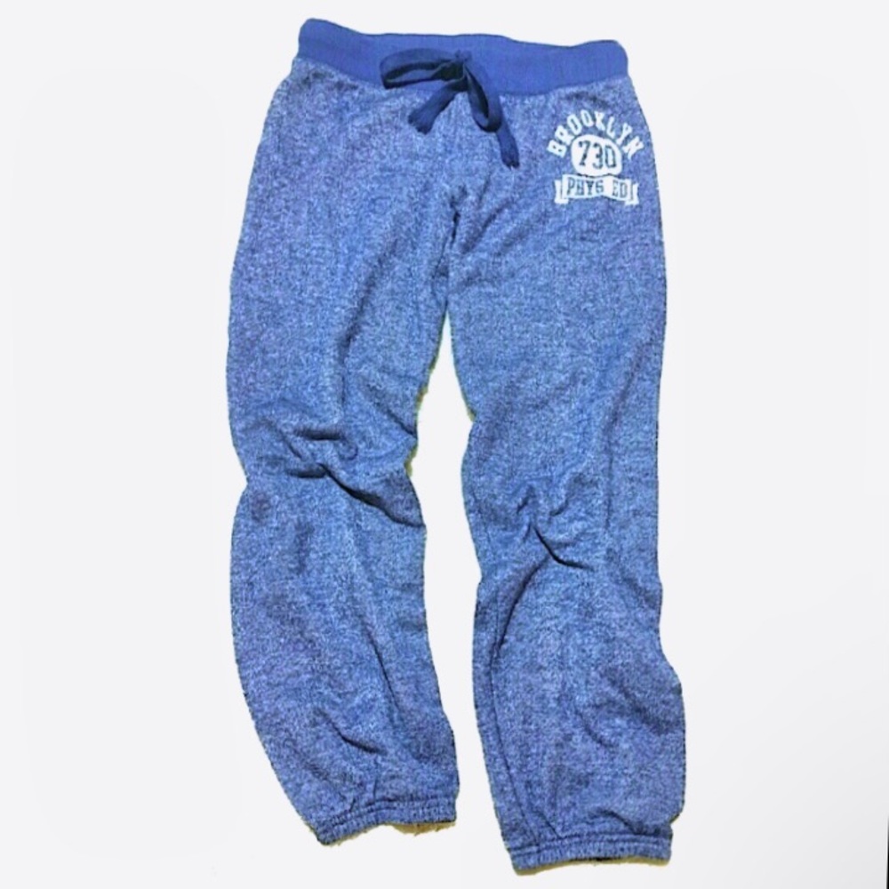Derek Heart Cropped Joggers Blue “Brooklyn” Graphic Sweatpants Soft Crop Pants S - Picture 4 of 11